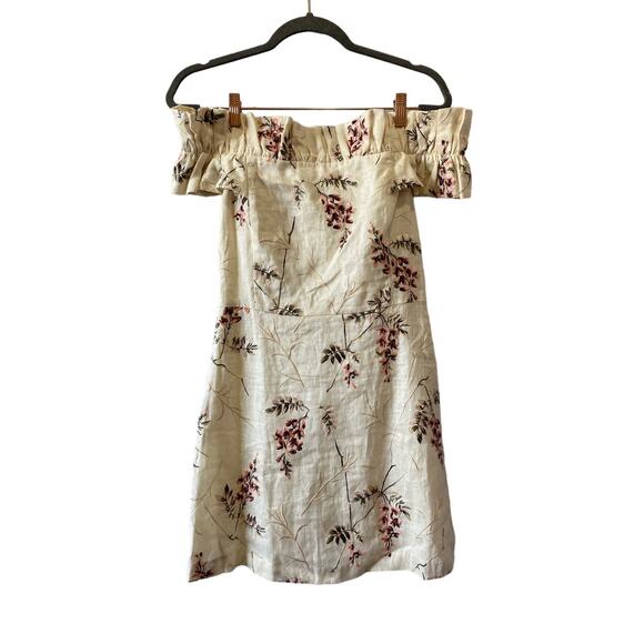 Rebecca Taylor off the shoulder Linen embroidered dress Size 4 NWT - Picture 3 of 13